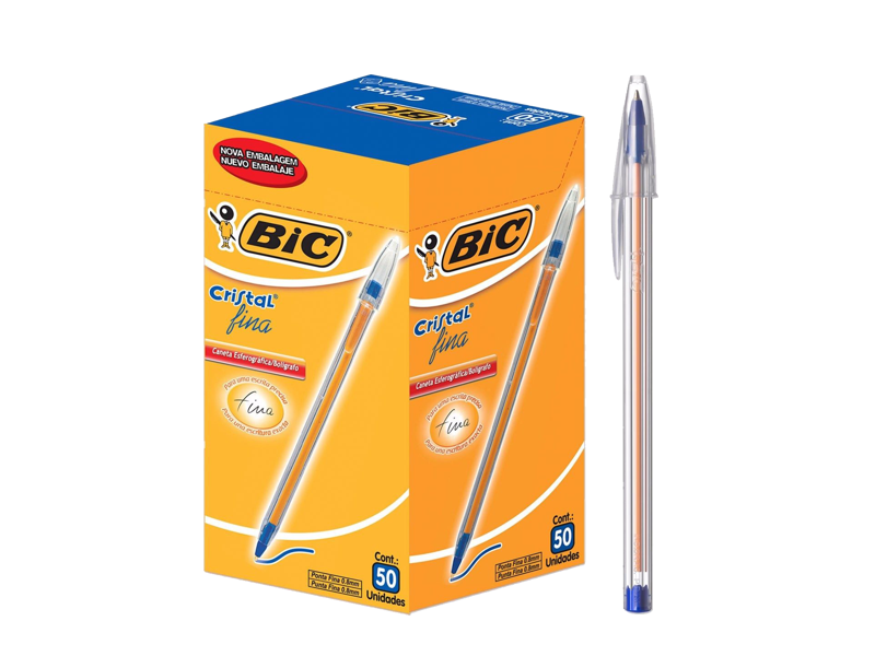 CANETA BIC ESCRITA FINA AZUL C/50