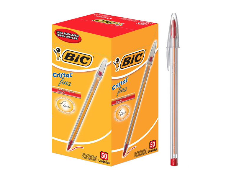 CANETA BIC ESCRITA FINA VERMELHA C/50