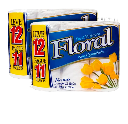 PAPEL HIG.FLORAL FOLHA DUPLA 12X20M NEUT