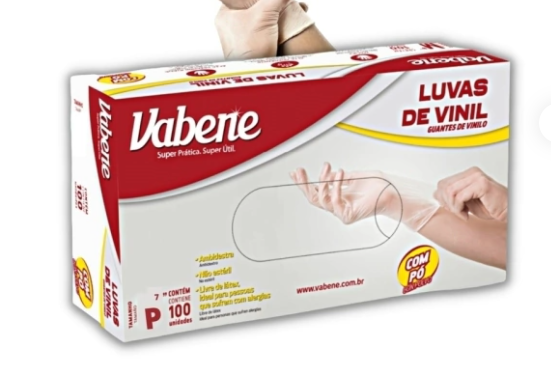 LUVA VINIL VABENE C/PO TAM P C/100