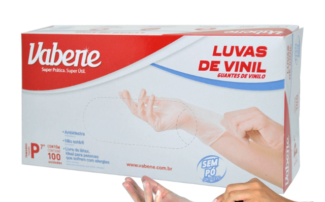 LUVA VINIL VABENE S/PO TAM P C/100