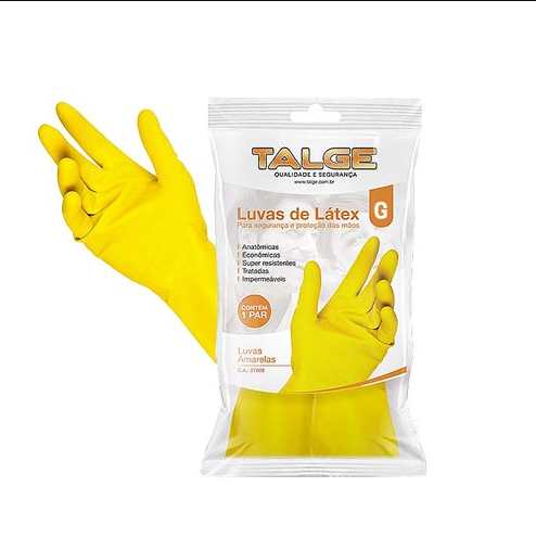 LUVA LATEX TALGE P/LIMPEZA AMARELA TAM/G