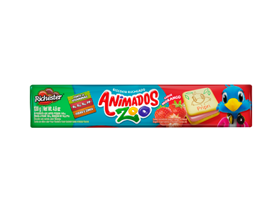 BISC RECH ANIMADOS QUADRADO 130G MORANGO
